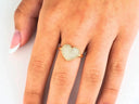18k yellow gold heart shape ring with pave cubic zirconia diamonds