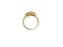 18k yellow gold heart shape ring with pavé cubic zirconia curved top