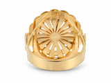 ArtGold exclusive 18K yellow gold Holy Spirit ring, rear view of the underside and the AG 18k hallmark inside the band