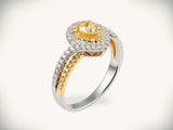 18K yellow and white gold diamond halo ring with 0.69ctw yellow diamond