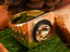 Onix horse shoes ring with horse shoe motif, black face, gold design, 8.5g weight
