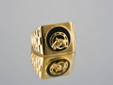 18kg Onix Horse Shoes Ring with Golden Horse Head in Black Inlay