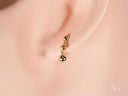 Elegant 18k solid gold dangle earring with three graduated spheres