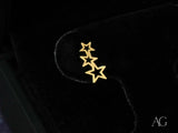 Gold-tone triple star ear cuff in certified 18k solid art gold jewelry