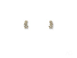 Certified 18k solid art gold jewelry: 3 Stars earrings, delicate vertical studs