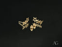 Certified 18k solid art gold stars earrings with screw-back studs