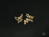 Certified 18k solid art gold stars earrings with screw-back studs