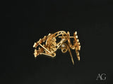 Ornate 4 Stars Ear Climber Earrings in certified 18k solid gold with floral scrollwork