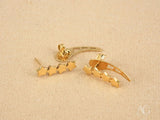 Pair of certified 18k solid gold stars ear climber earrings