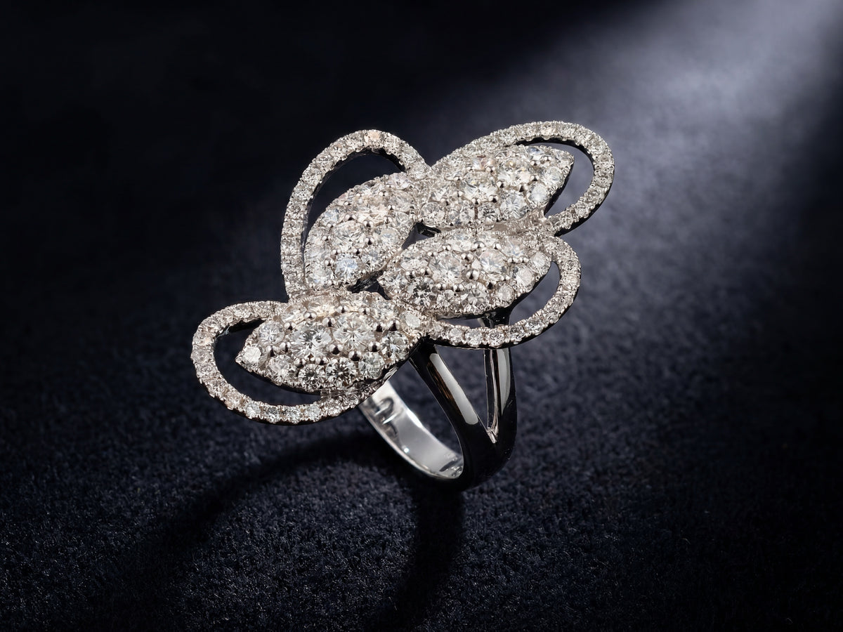 18K white gold diamond statement ring with 2.66 ct tw diamonds - ArtGold Jewelry
