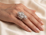 18K white gold diamond statement ring worn on hand - ArtGold Jewelry