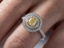 18K White Gold Yellow Diamond Engagement Ring With Double Halo