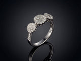 18K White Gold Three-Stone Diamond Cluster Ring
