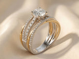 18K solid gold two-tone engagement ring side profile — ArtGold Jewelry
