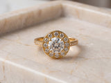 Estrela engagement ring with 1.05ct GIA diamond on cream marble — ArtGold boutique