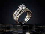 18K two-tone gold engagement ring with 1ct diamond center stone — ArtGold Jewelry Everett MA