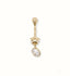 18k Gold Bellybutton Piercing with Cubic Zirconia, elegant jewelry, Art Gold Jewelry.