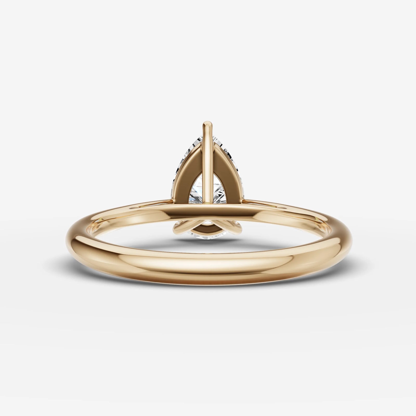 Cathedrale pear diamond setting in gold, top view