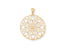 18k Gold Blossom Spark Flower Pendant with Mandala Pattern and Cubic Zirconia Accents