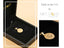 Open Art Gold box showing Celestia pendant and “Made in USA” card inset; minimalist red-carpet vibe reminiscent of Taylor Swift pieces.