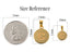 Color reference chart for 10 mm & 15 mm Celestia discs in sterling silver, 10 K, 14 K, 18 K gold—choose your red-carpet hue.