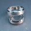18k white gold wedding band with polished finish, minimalist design, and modern elegance.