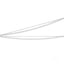 Thin metal tweezers with pointed tips beside a Dainty 14k White Gold rope chain