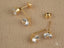 Dazzle Duo earrings featuring 18K gold double and sparkling crystal accents