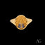 Gold signet ring featuring Nossa Senhora Aparecida with blue gemstone accents