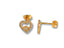 Gold CZ heart stud earrings with crystals from Double Love collection, art gold jewelry