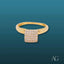 Elegant 18k gold square-head ring with a diamond cluster design featuring cubic zirconia