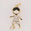18k Gold Pendant Doll with Cubic Zirconia, playful elegance in solid gold.