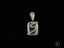 Silver pendant featuring the letter S in a rectangular frame in 18k white gold