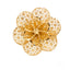 Intricate 18k gold flower ring featuring a decorative filigree flower-shaped brooch