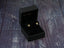 Diamond-shaped gold stud earrings in a black box, certified 18k solid gold geometric diamond earrings