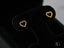 Gold heart earrings featuring a golden bead heart design in 18k gold