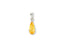 Teardrop-shaped amber pendant with silver bail in 18k white gold for a golden glow