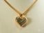 18k gold heart pendant with diagonal stripes on chain necklace, Golden Heart design