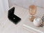 Black velvet ring box with silver clasp for 18k gold Golden Heart Pendant
