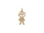 Gold stick figure charm with a smile from the Golden Heart 18k Gold CZ Heart Boy Pendant