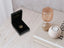 Black velvet ring box with Golden Hearts Pendant in 18k gold heart-shaped design