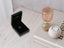 Black jewelry box with 18k gold Golden Love Heart Pendant and cubic zirconia ring