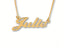 Golden Signature Necklace in gold with custom name plate "Julie".