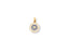 Gold pendant featuring a circular evil eye design with blue and white cubic zirconia