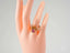 Gold ring with rectangular pink stone in 18K Yellow Gold Harmony Stone Ring design