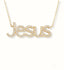 Jesus pendant gold necklace with zirconia stones on an 18k gold chain.