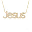 18k Gold Jesus Pendant Necklace with Zirconia, crafted by Art Gold Jewelry.
