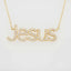Jesus pendant gold necklace with zirconia stones.