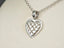 Silver heart pendant with quilted pattern on 18k White Gold chain necklace