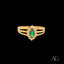 Luxurious 18k gold marquise green ring with an oval emerald and diamond accents